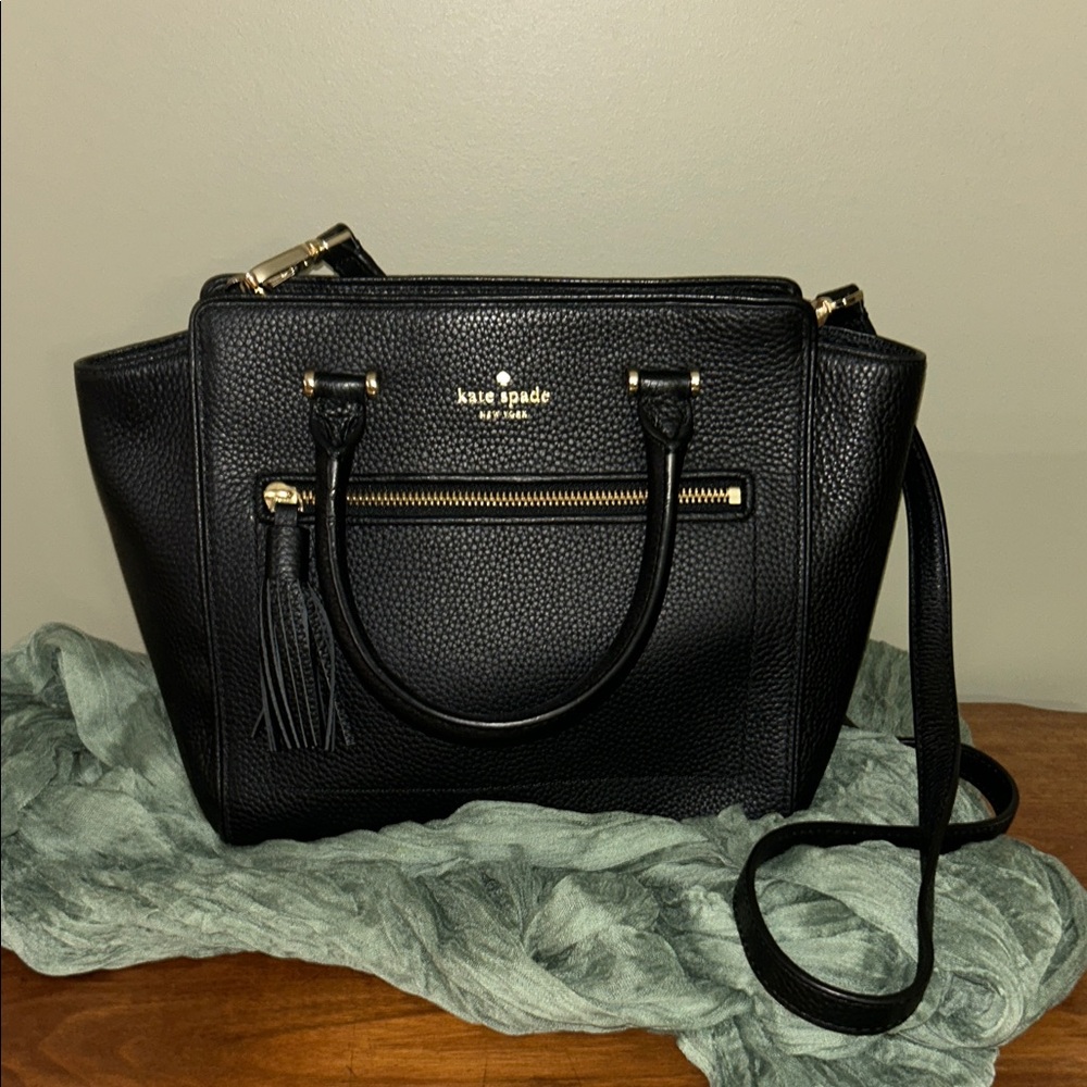 Kate Spade Black Textured Satchel